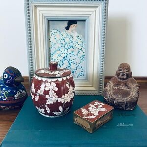 Vintage Cloisonné Ginger Jar & Matchbox Holder